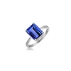 Hot Sale Emerald Cut CZ Ring in Solid Sterling Silver Dark Blue Stone Ring