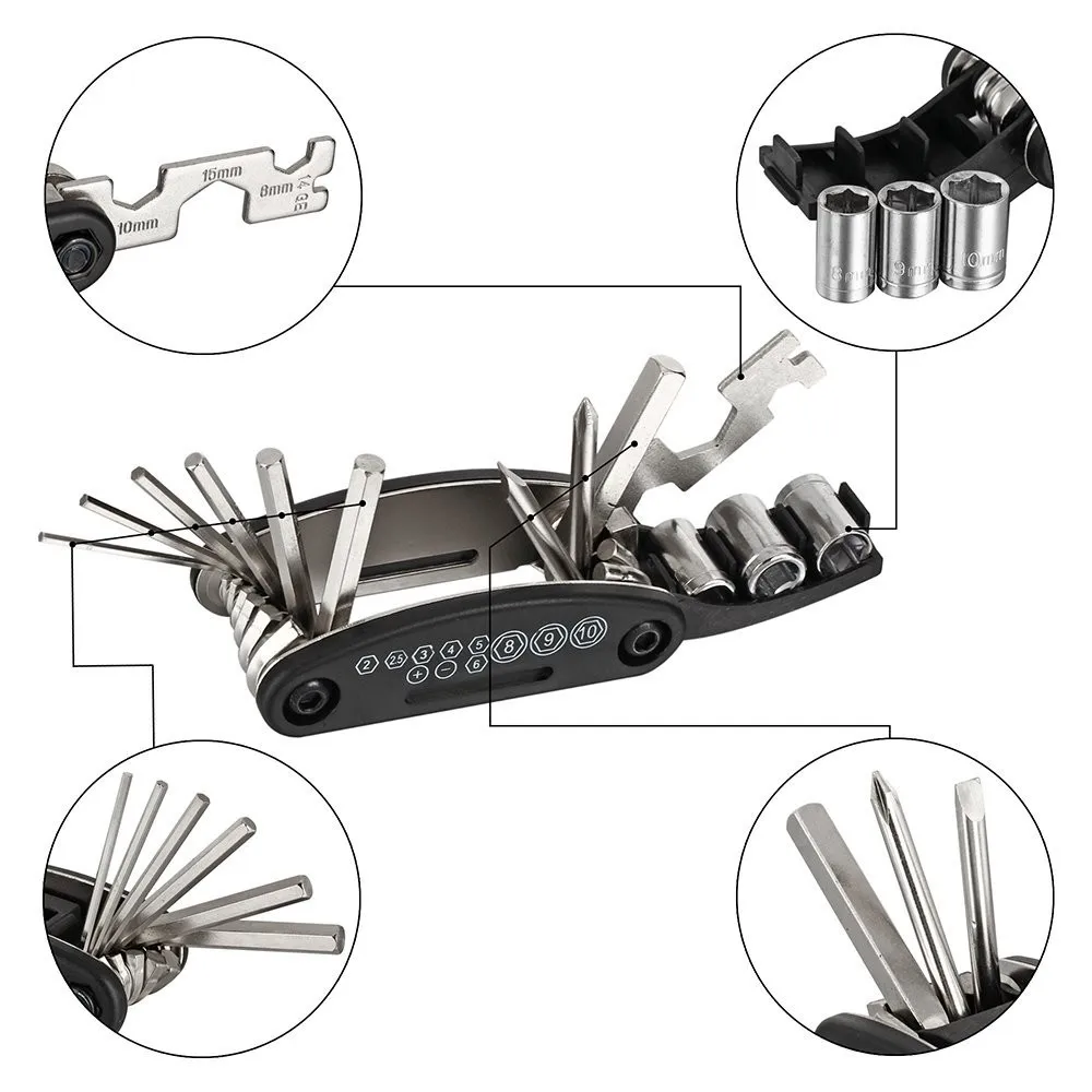16 In 1 Multifunction Bicycle Mechanic Fix Tools Set Bike Repair Tool