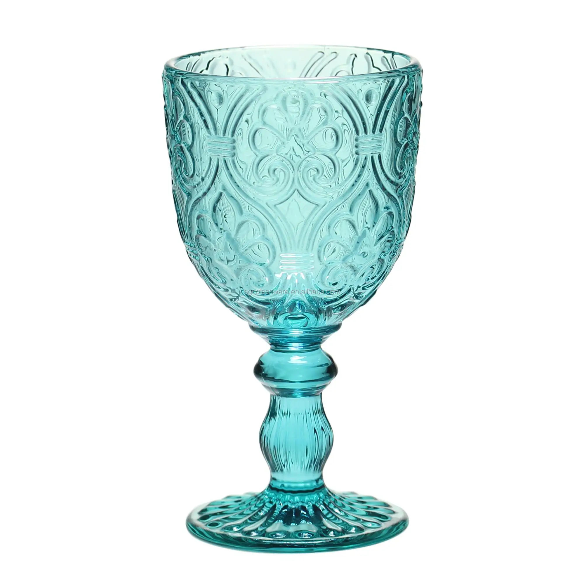 Sxgc Dishwasher Safe Solid Color Soda Lime Glass Embossed Wine Glass Sets With Different Colors