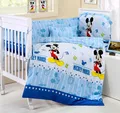 Promotion 10PCS Mickey Mouse Cot Crib Beddings Wholesale and Retail Children Cot Sets bumpers matress pillow
