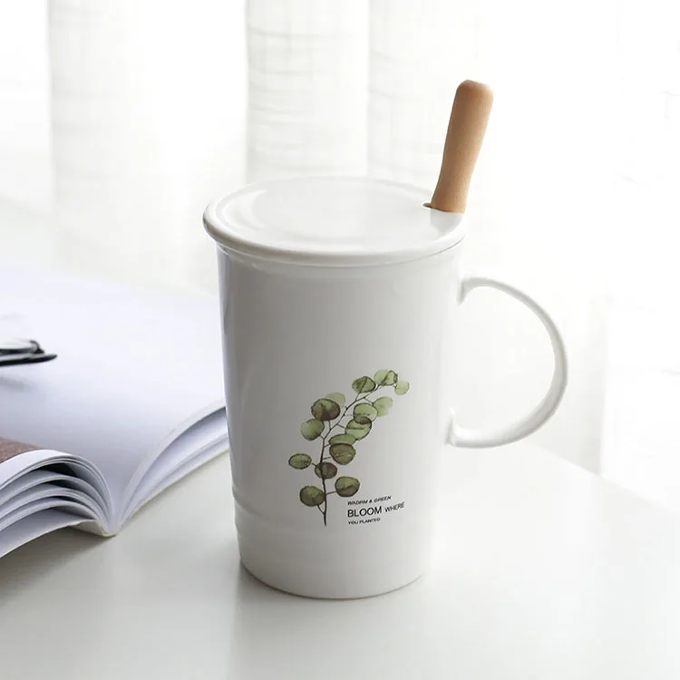 Zogift Porcelain In Mug 380ml White Ceramic Travel Mug With Lid Buy