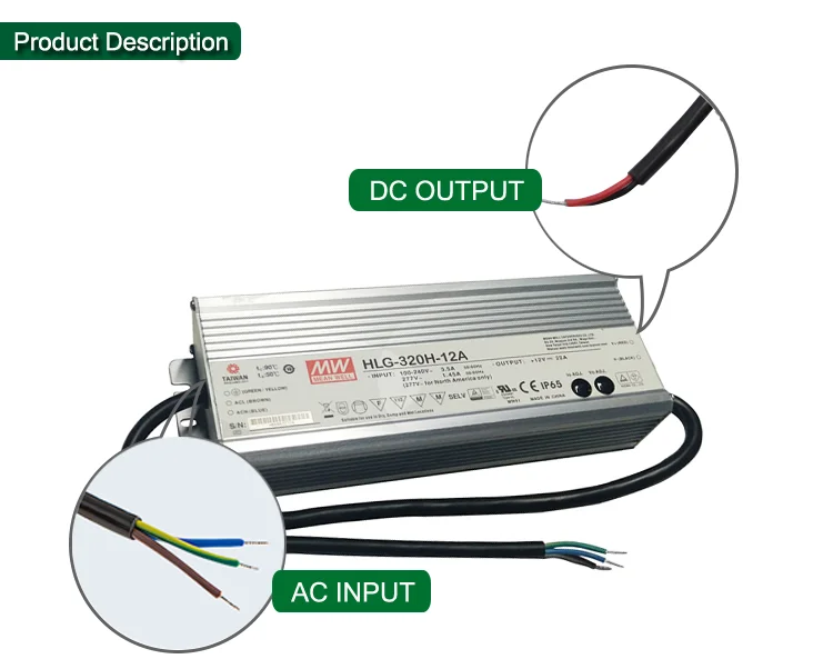 1pcs HLG-320H-54 Mean Well LED Power Supplies 321.3W 54V 5.95A IP 