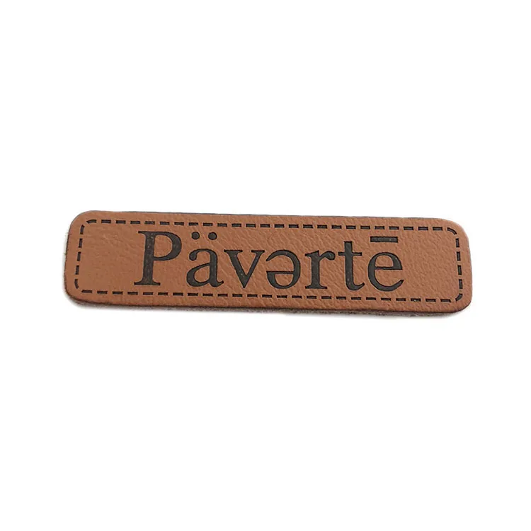 Quan zhou embossed branded logo custom metal pu leather patch label tag