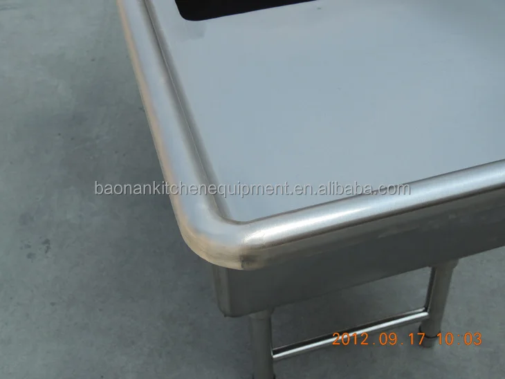 3 Compartimentos De Acero Inoxidable Fregadero De La Cocina Mesa Con