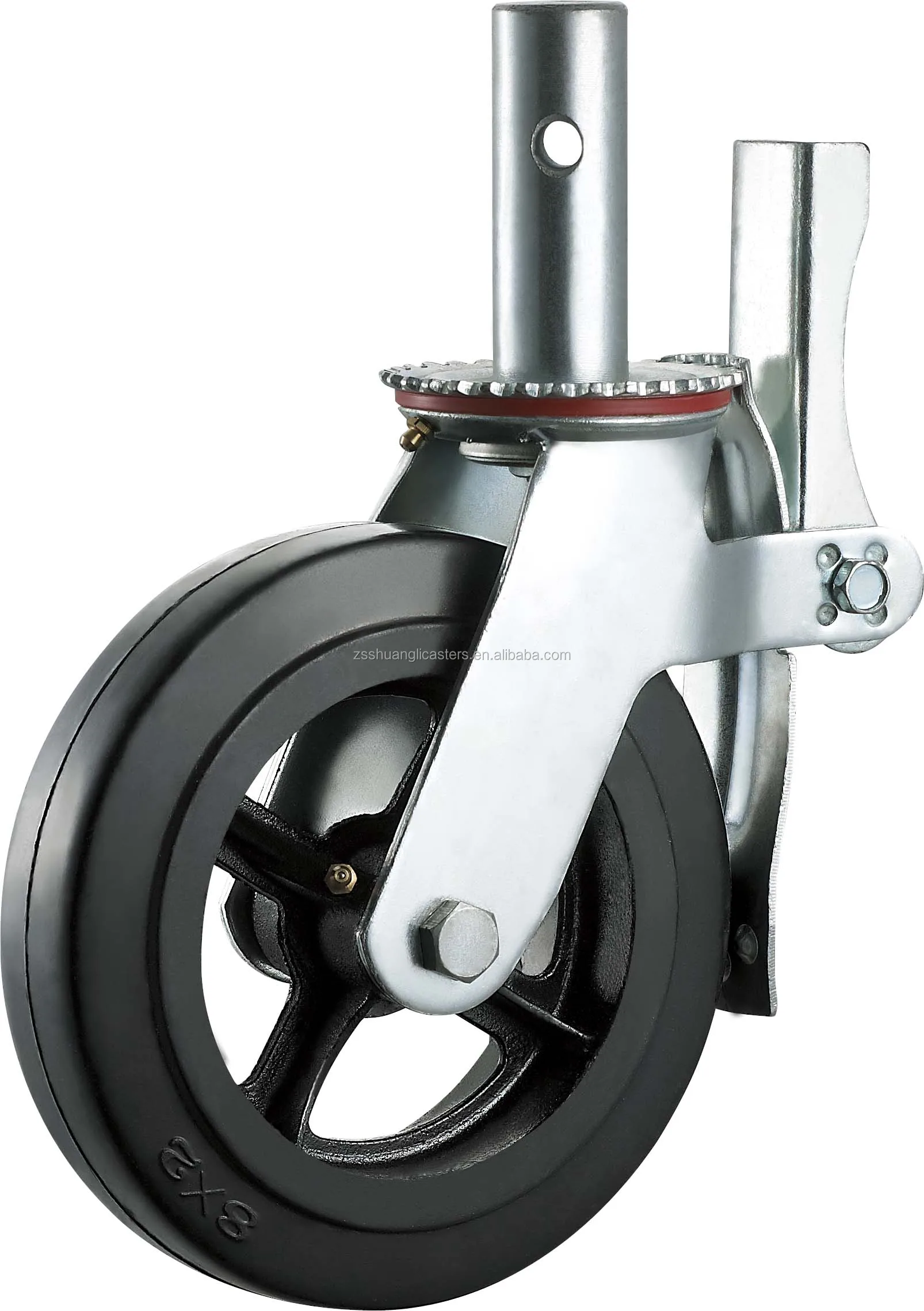 Heavy duty scaffold caster wheel 6 inch 150mm rubber stem swivel ladder