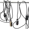Black Fabric Cable Plug In Pendant Lighting lamp sockets with cords with On/Off Switch and E27 Gold Lamp Holder