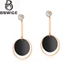 BNWIGE earrings stainless steel earring women's drop dangle rose gold korean round fashion minimalist custom statement jewelry
