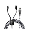 JOYROOM New trend multi fast charging android ios USB mobile phones plaid 2in1 usb cable