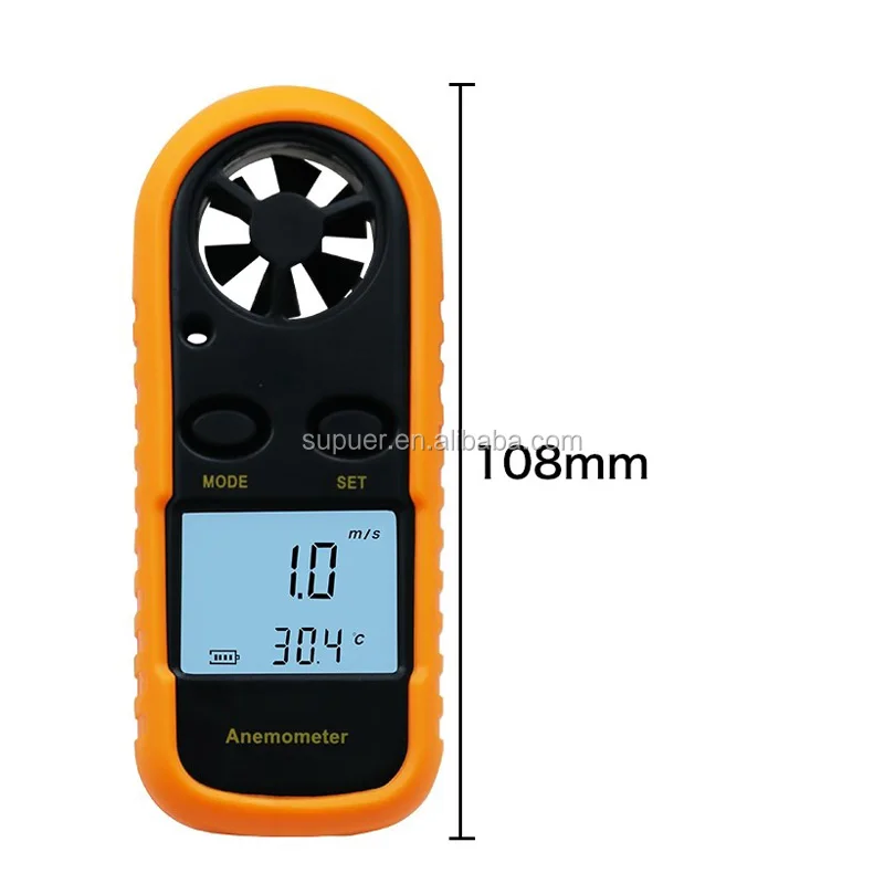 Mini LCD Wind Speed Gauge Air Velocity Meter Digital Anemometer NTC Thermometer 