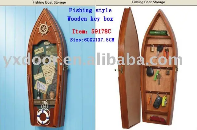 Nautical Wooden Key Box Wooden Key Cabinet Fishing Boat Storage