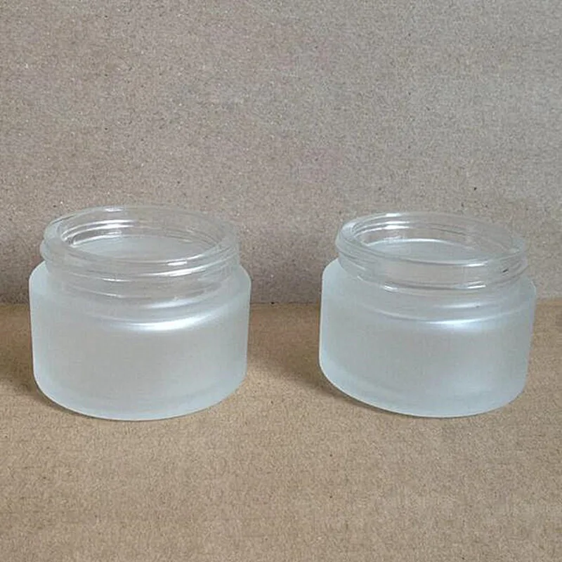 50g clear frosted matte surface glass cream jar with gold lip