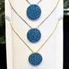 china supplier Elegant gold color round shape charm necklace Synthetic turquoise silver chain necklace LYN0101