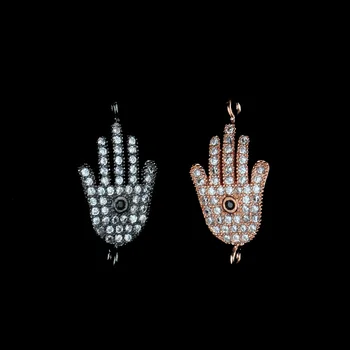 Wholesale Jewelry Findings Italy 14mm 14k Gold Cz Pave Hamsa Hand Beads - Buy Cz Pave Beads,14k ...