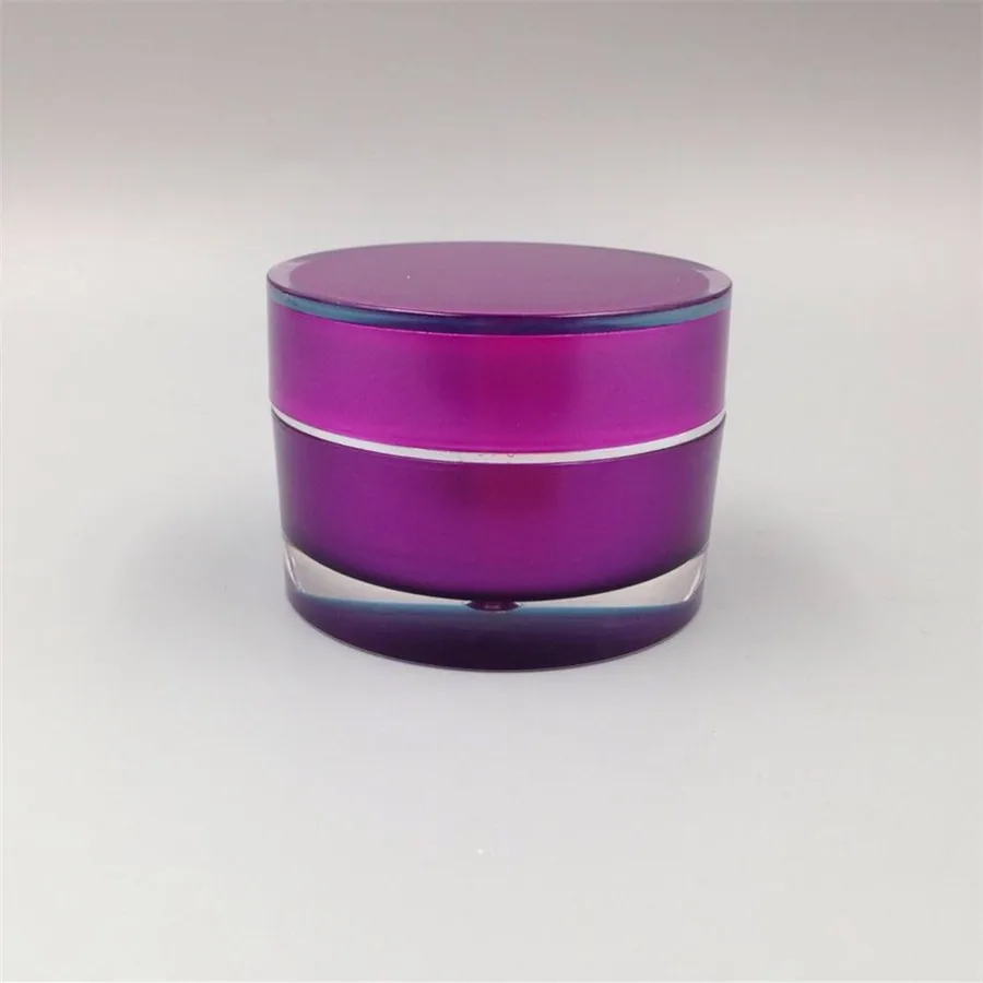 批发丙烯酸罐子 30 克直圆形紫色奶油化妆品瓶
