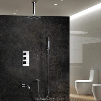 Concealed Thermostatic Bath Faucet With Ceiling Mounted Head Shower View Concealed Thermostatic Bath Faucet With Ceiling Mounted Head Shower Aqua