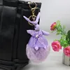 DIY Handmade Rabbit with Fox Fur Ball Key Chains Button Rabbit for Bag Hanging Dolls Hot Sale Keychain