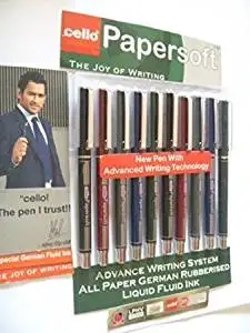 10 X Cello Paper Soft Ball Point Pens Papersoft Ballpoint Pen 0.7mm Nickle Silver Tip Blue - 10 Pens Lot by Cello Papersoft