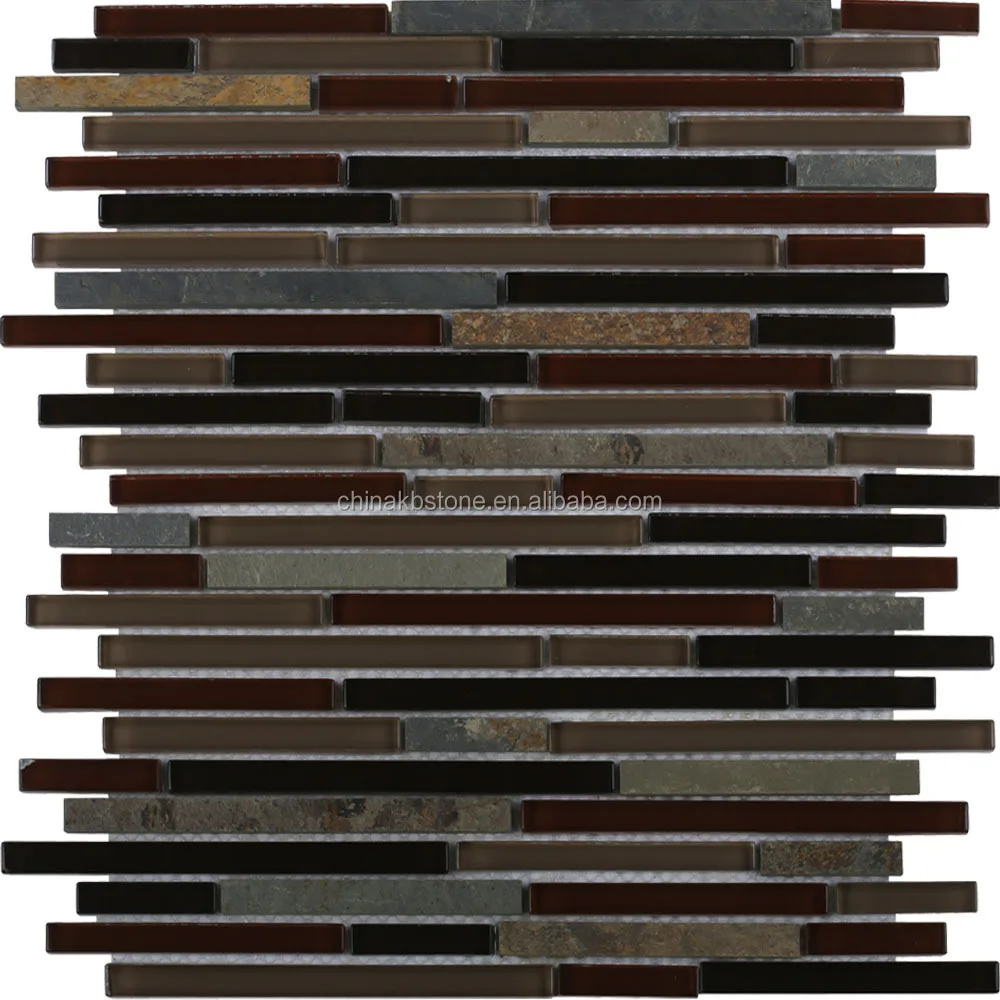 3D irregular glass mosaic black kitchen tile backsplash