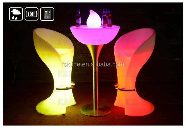 Outdoor Led Furniture Dining Table And Chairs Plastic Garden Furniture