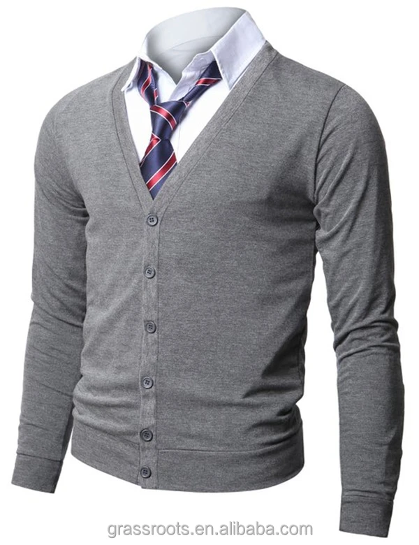 Mens V-neck Cardigan With Button Up Mens Plain Cardigan Sweater ...
