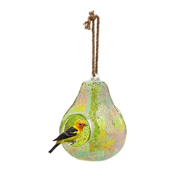 Hanging Pear Form Mosaic Glass Automatic Royal Wing Bird Feeder Buy Automatic Wild Bird