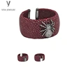 Customized flat Shagreen Stingray Leather Bangle Cuff for women jewelry