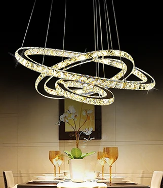 XingJun modern round 3 rings crystal pendant light contemporary led ceiling light