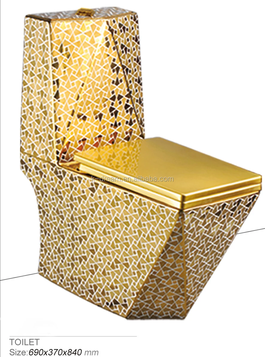 Bathroom ceramic golden luxury one piece toilet prices KD-T004GP