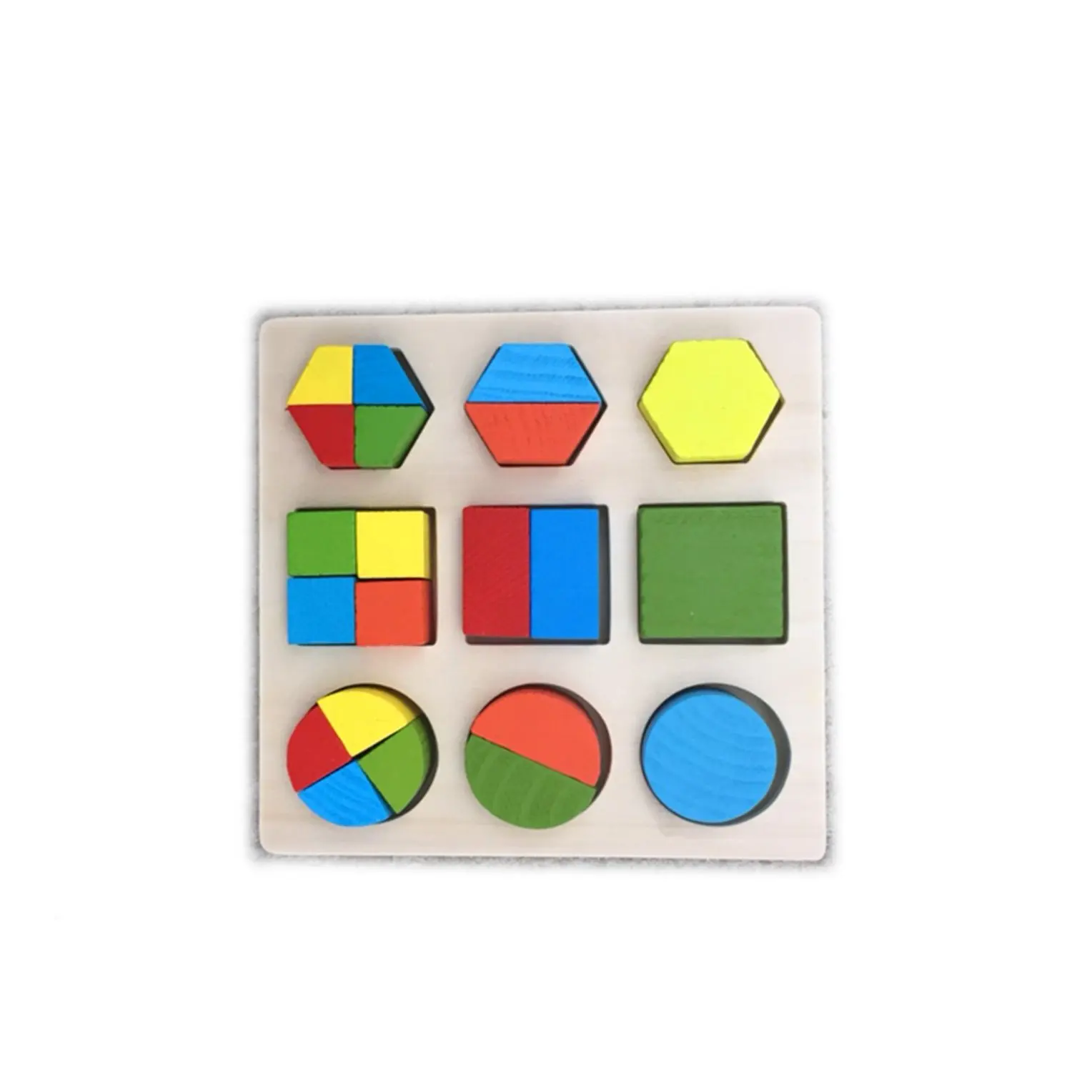 Buy HC Wooden Fraction Shape Puzzle with Square, Hexagon and Triangle