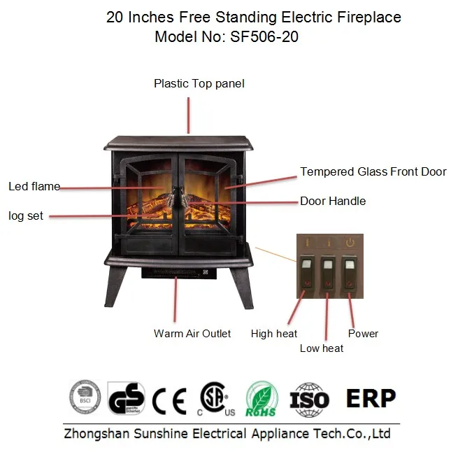Freestanding Retro Electric Space Fireplace Heater Electric Fireplace