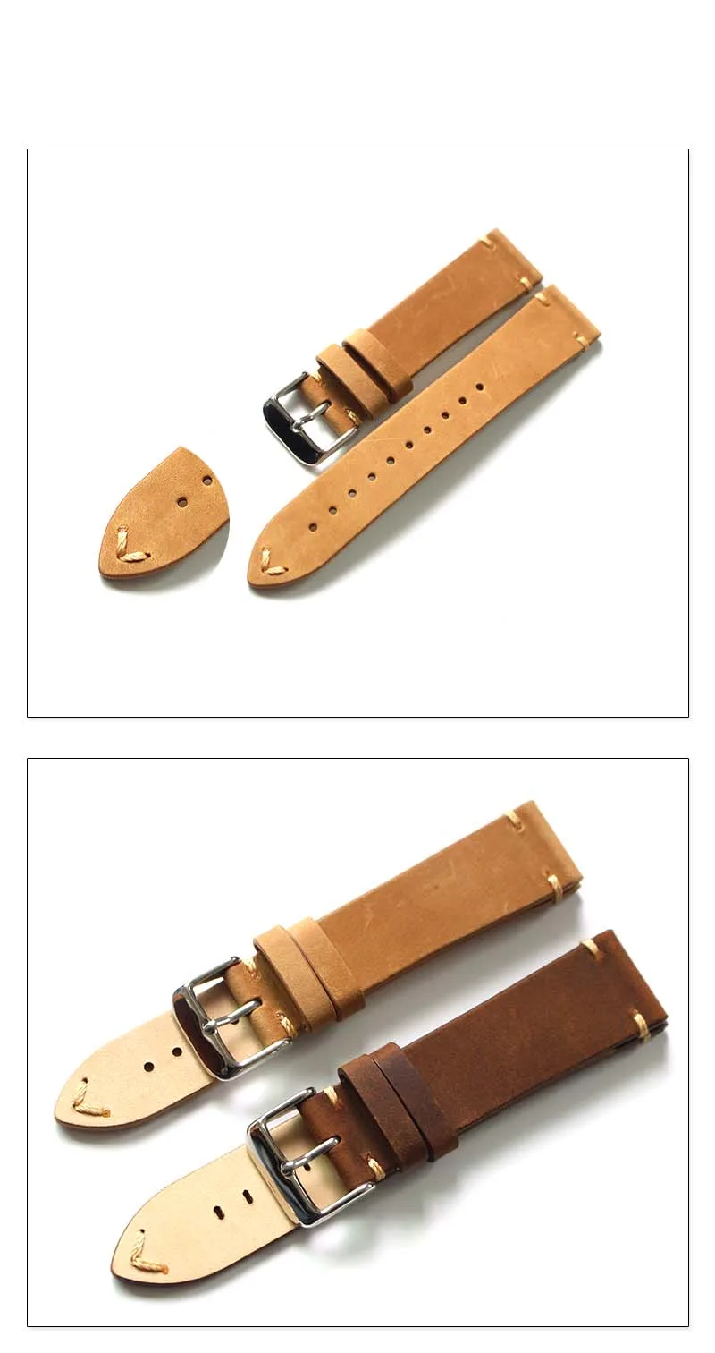 Vintage Types Cowhide Leather Watch Bands Crazy Horse Frosted Watch