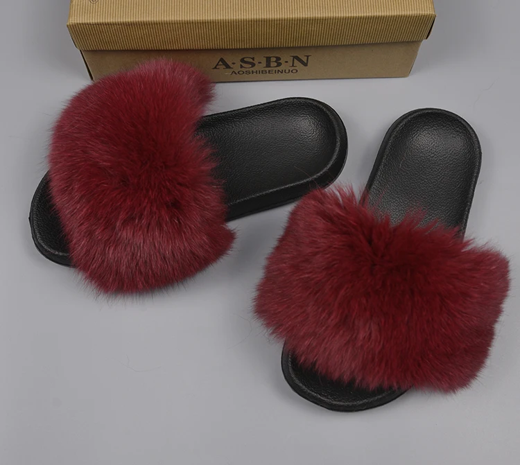 slide slippers with fur