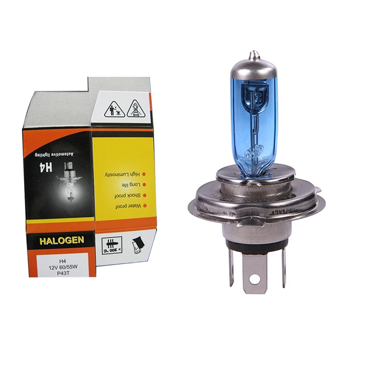 Blue Halogen Bulb H4 12V 55W,Cheap Lamp 5000K 12V Halogen Replacement H4 Car Halogen Light