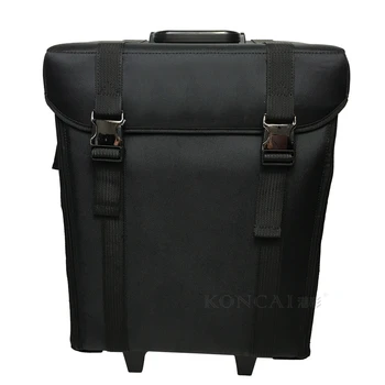 Professional Large Cosmetic Bags With Compartments Nylon Makeup Case Rolling View Bottom
