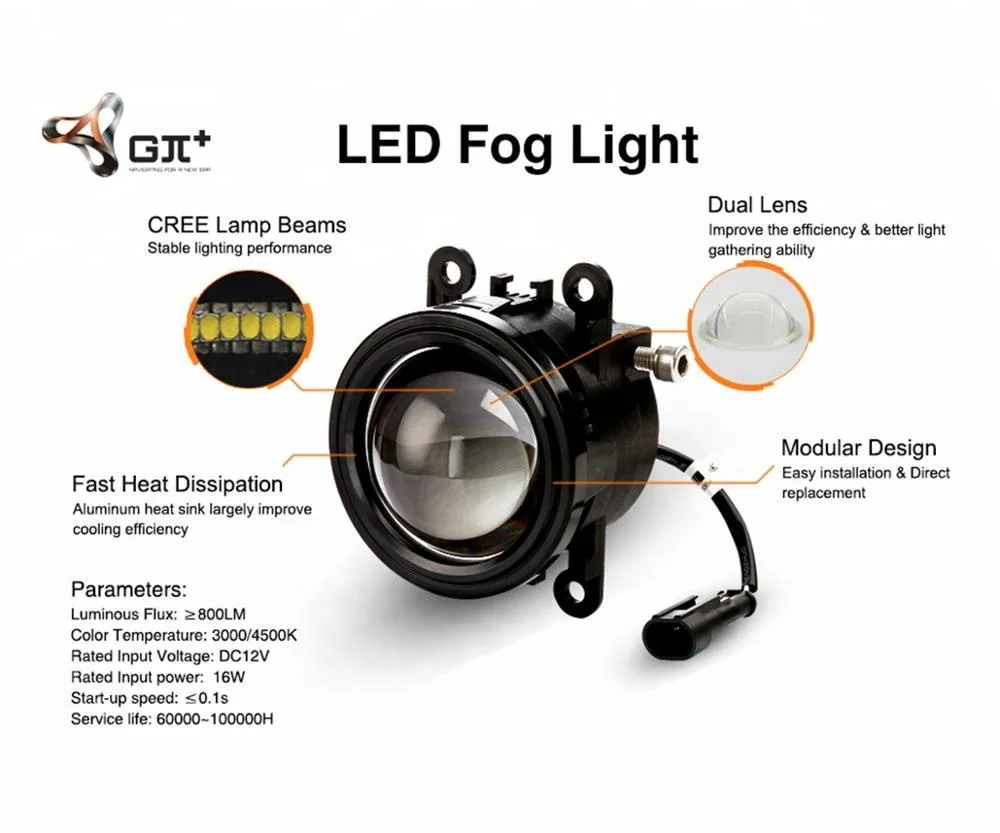 Rigid 2x Car Dual Lens Front LED Fog Lights 4500K High Quality Street Legal Shenzhen