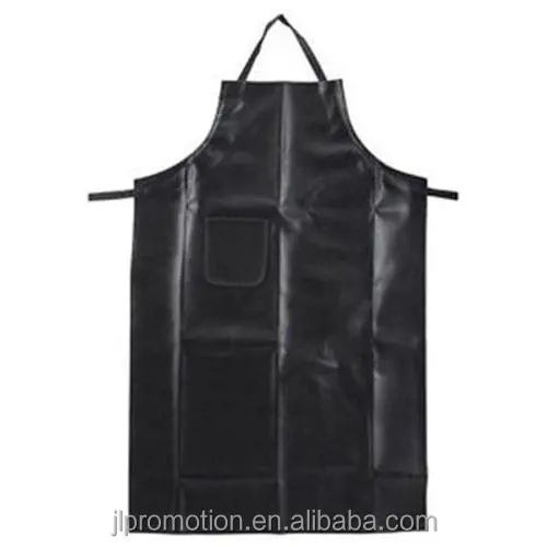 dapur komersial vinyl bib apron w / saku hitam kulit imitasi finish tahan air memasak apron 
