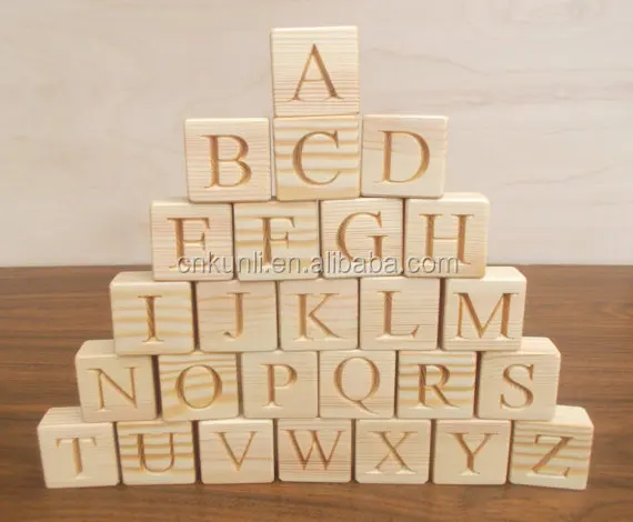 SALE 26 Wooden English Alphabet Blocks 1.6 inches ABC Wood Block Learning Wood Letter Personalized Blocks Christmas Baby Shower Black Friday