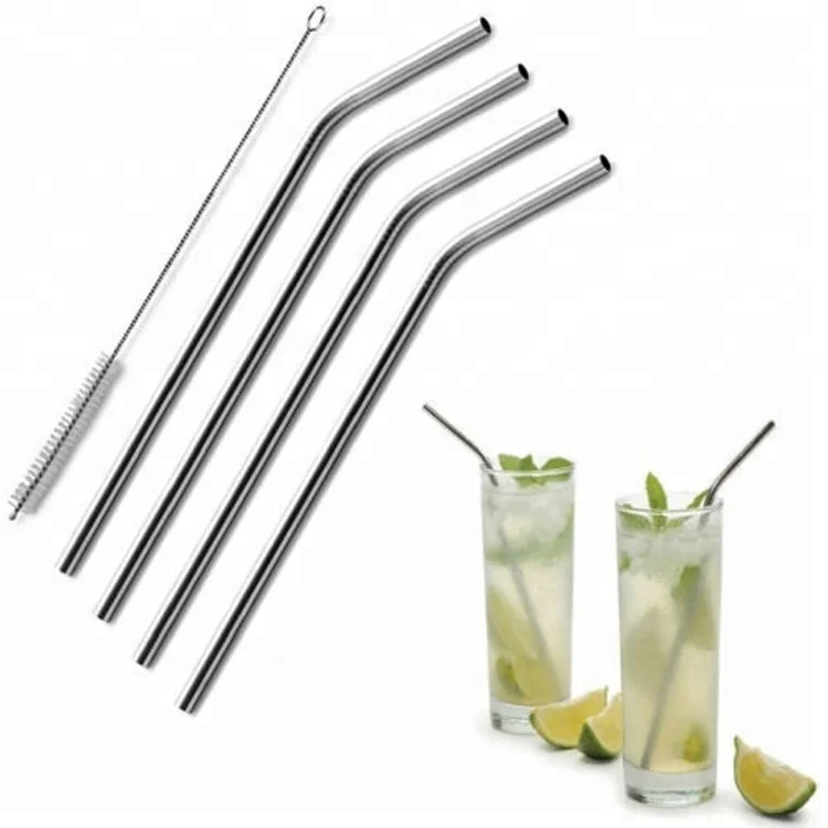 colorful bent straight cleaning straw stainless steel