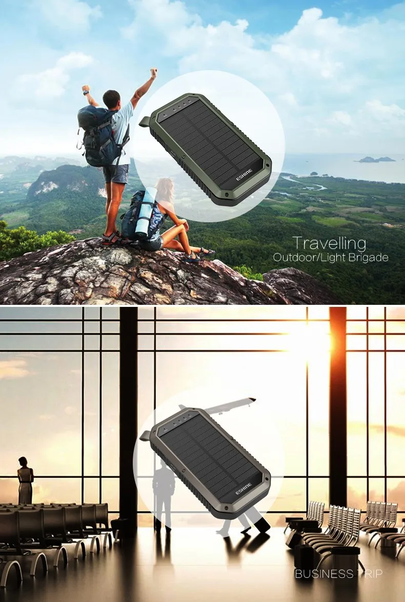 8000mAh Solar power bank with 21pcs of LED lights for outdoors camping