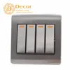 Q1 Series British Standard SS304 Stainless Steel Panel Surface 4 Gang 1way wall switch