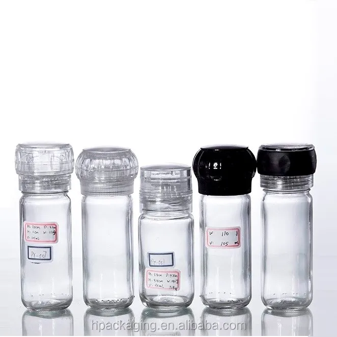 100ml Empty Home Hand Glass Spice / Herb / Pepper Bottle With Grinder