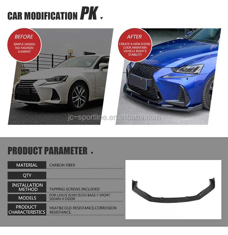Carbon Fiber Is350 Auto Front Lip For Lexus Is300 Is350 F Sport Sedan 4