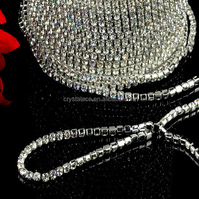 4 rows rhinestone cup chain, multi rows rhinestone chain trimming for garments