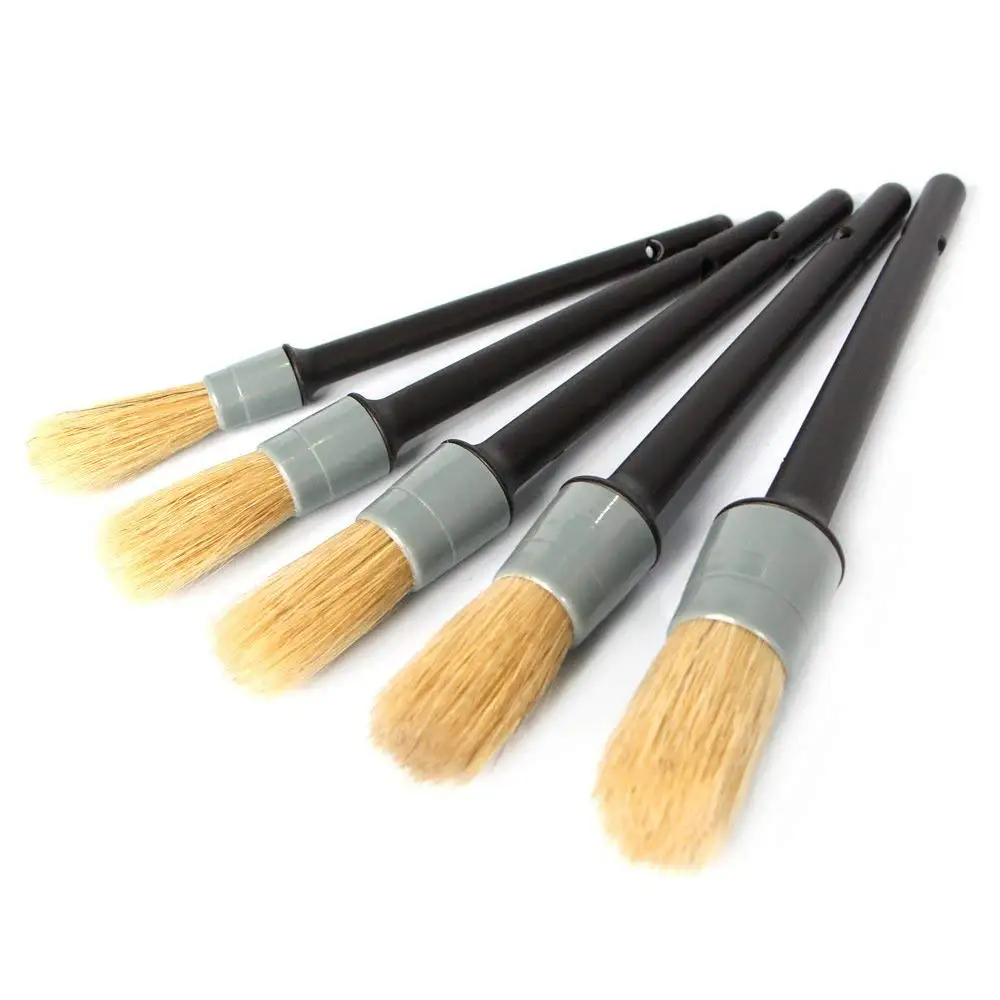 Arotom 5Pcs Soft Car Detailing Brushes Plastic Handle for Cleaning Dash Trim Seats Wheels Plastic Handle Brush