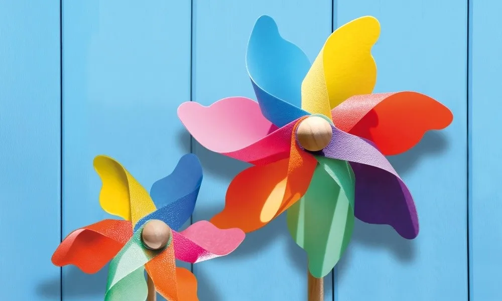 12-Inch In the Breeze Rainbow Poly Petal Pinwheel Spinner 