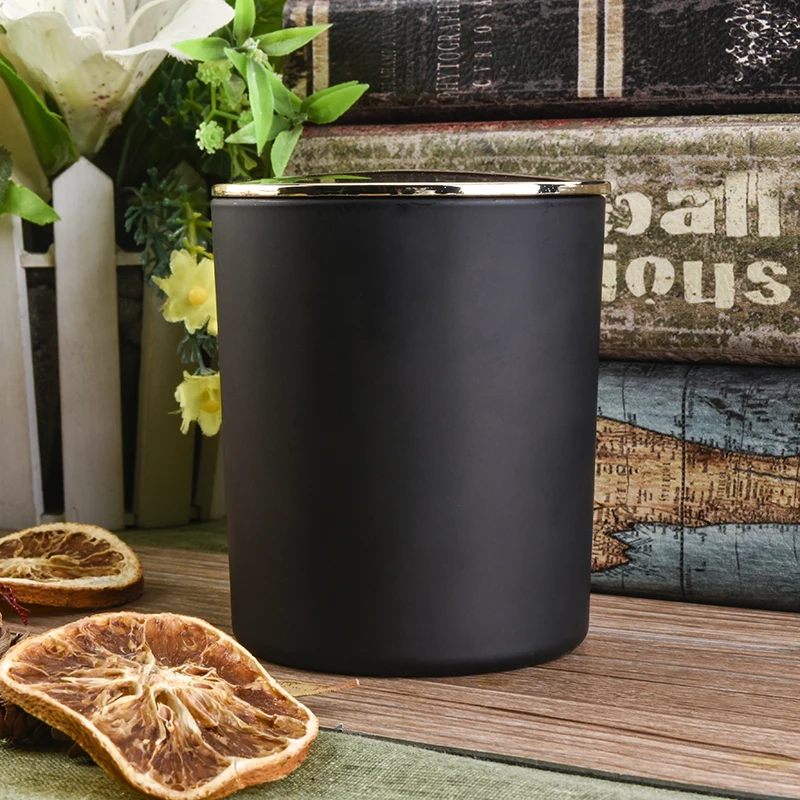 Matte Black Glass Candle Jars With Metal Lids Buy Matte Black Glass