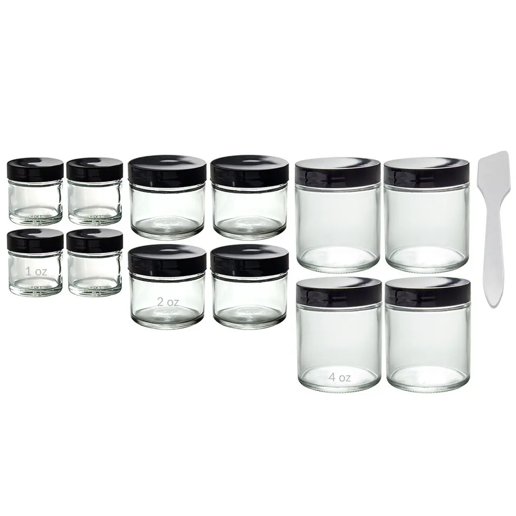 Buy Clear Glass Straight Sided Jars (12 Pack) Includes 4 - 1 oz, 4 - 2