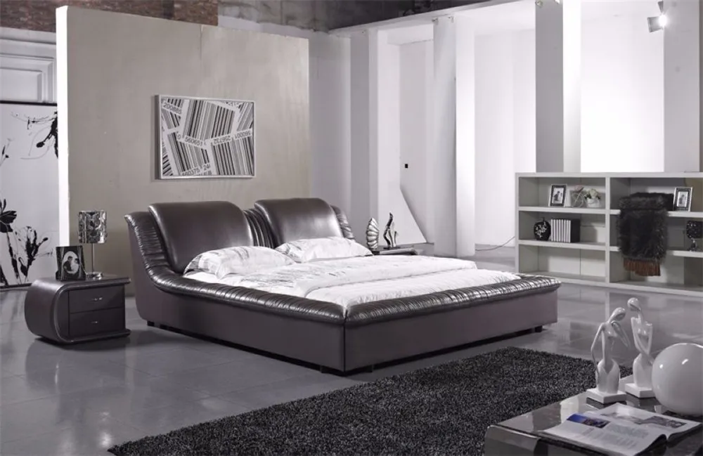 New Model Teak Wood Solid Wood Double Dubai Beds Room Set Modern Bed