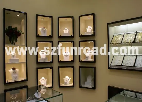 MDF board and Iron frame Material jewelry display showcase