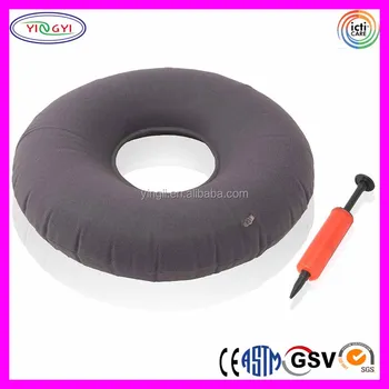 E597 Donut Shaped Inflatable Ring Hole Pillow Round Cushion Gray